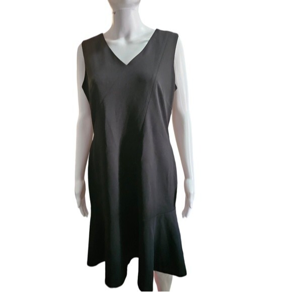 Calvin Klein Sleeveless Peplum Hem Dress in Black